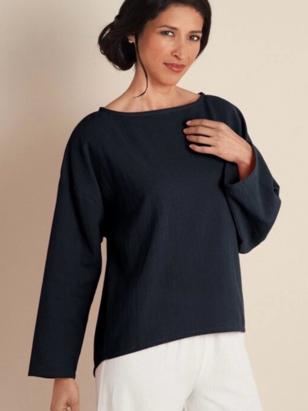 Soft Surroundings black oversized cotton blouse size xs